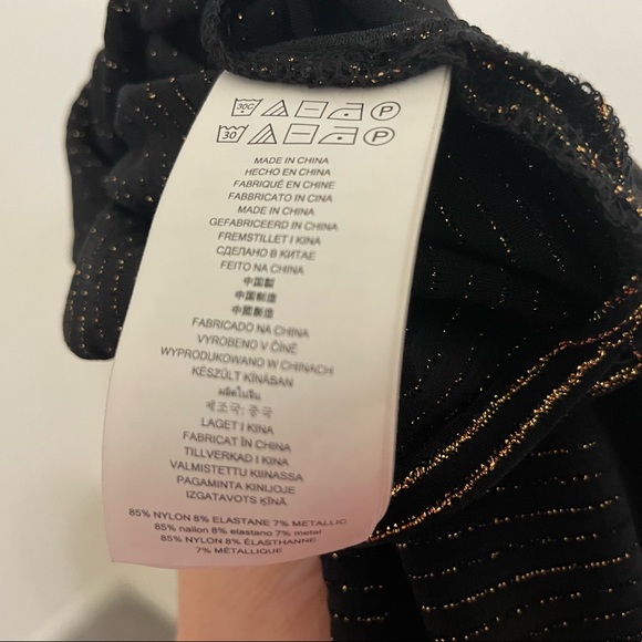 Michael Kors Black and Metallic Stripe Cold Shoulder Long Sleeve Top Blouse - Picture 13 of 13